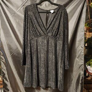 A New Day black semi sheer baby doll dress with velvet dots. Size XL